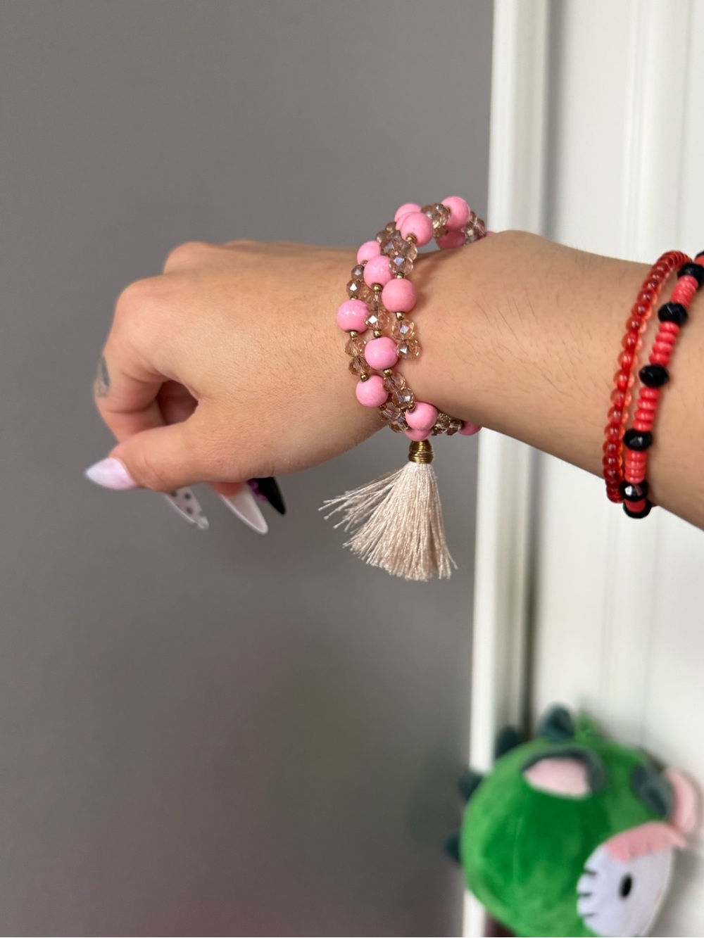 Pink beaded bracelet